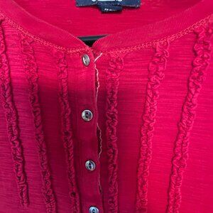 Chaps Red Ruffled Shirt  Size Large (runs small)